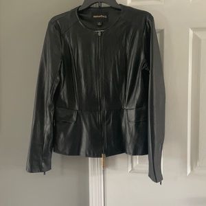 Black dress Leather jacket